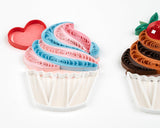 Quilled Birthday Cupcake Trio Greeting Card quilling detail image