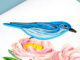 Close up detail of Bluebird & Peonies Quilled Greeting Card