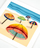 close up detail of colorful umbrella quilled greeting card