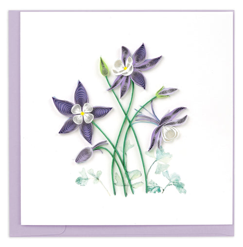 Quilled Columbine Flowers Greeting Card