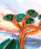 Close up detail of the cactus tree from the Quilled Desert Landscape Greeting Card.