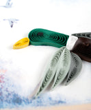 close up detail of duck migration quilled greeting card