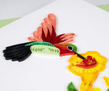 Detail of Quilled Hummingbird & Yellow Flowers Greeting Card