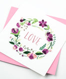 Quilled LOVE Floral Wreath Greeting Card detail image