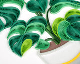 close up detail of quilled monstera greeting card