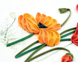 Quilled Red & Orange Poppies Greeting Card