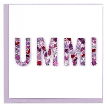 Floral-patterned letters spelling 'MUM' on a white background