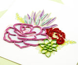 Quilled Vibrant Succulents Greeting Card
