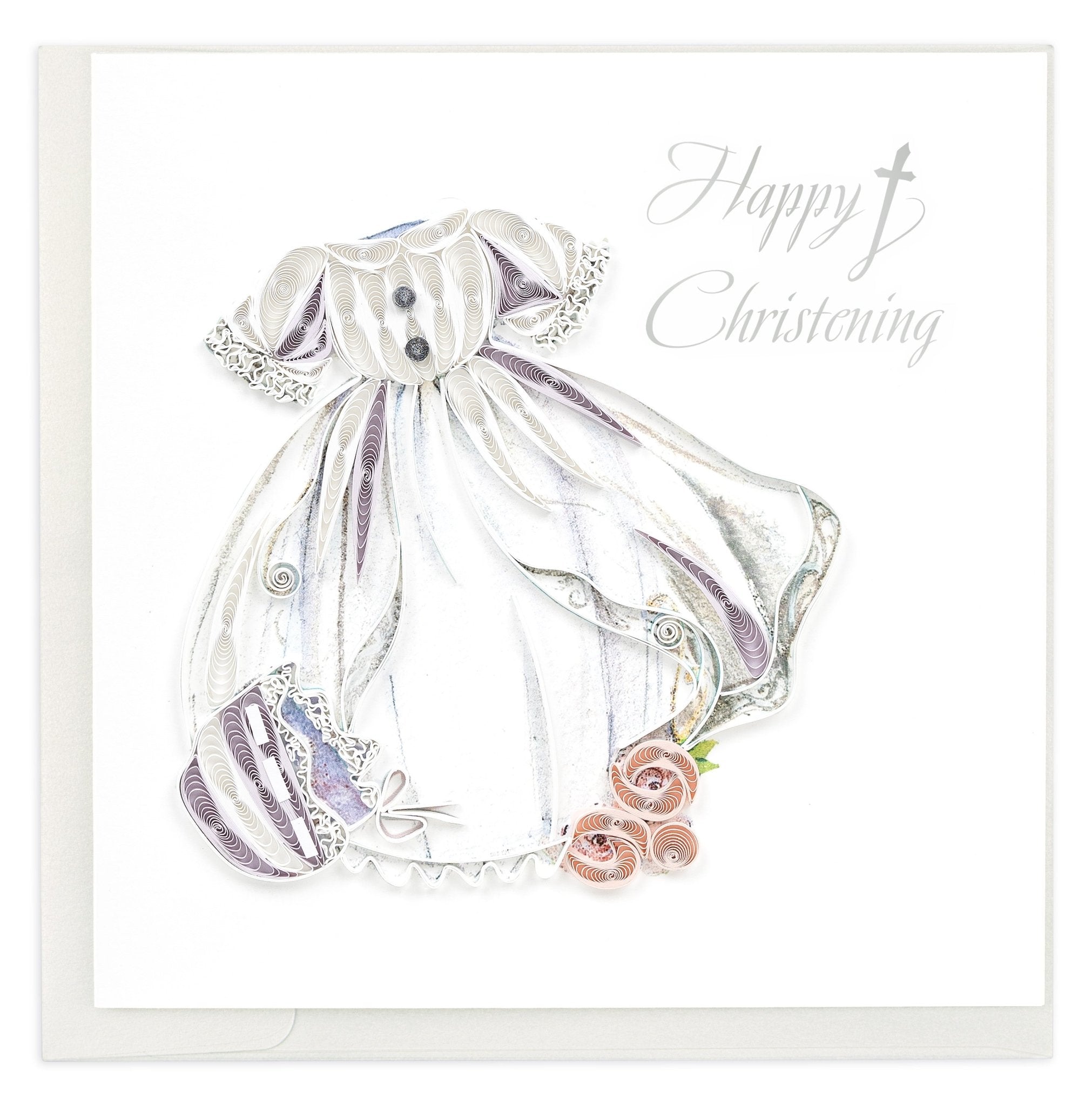 Quilled Christening Girl Greeting Card - Quilling Card - Greeting Card