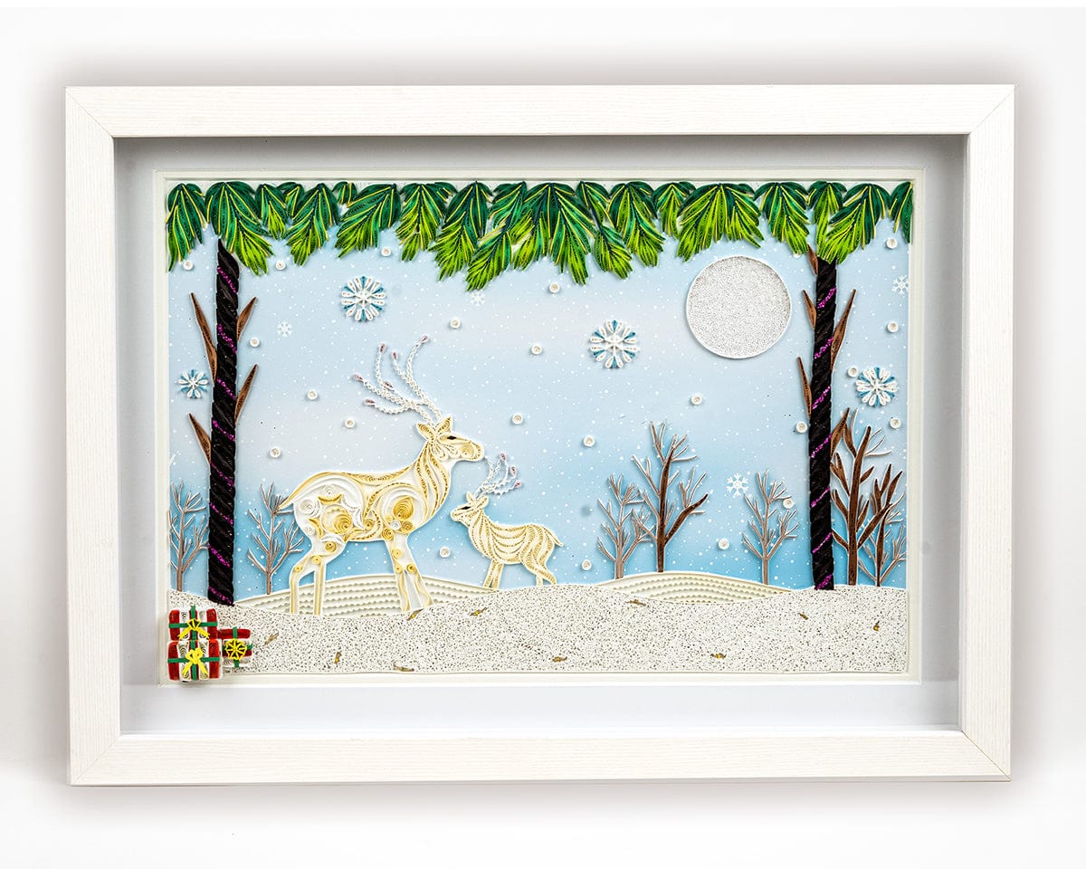 LTD Vietnam Art Series - Quilled Snowy Reindeer - Quilling Card - Art