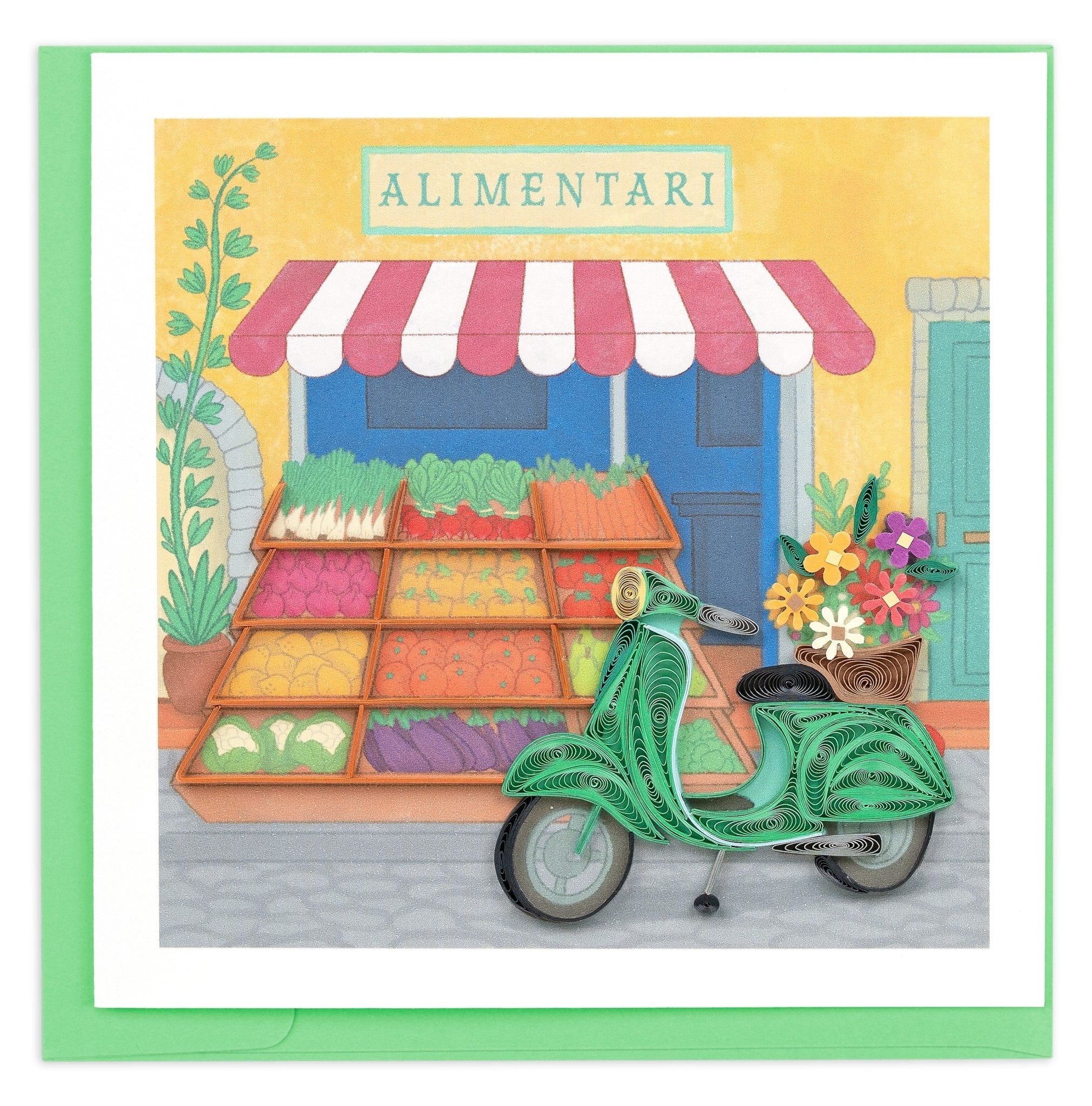 Quilled Vespa & Market Greeting Card - Quilling Card - Greeting Card
