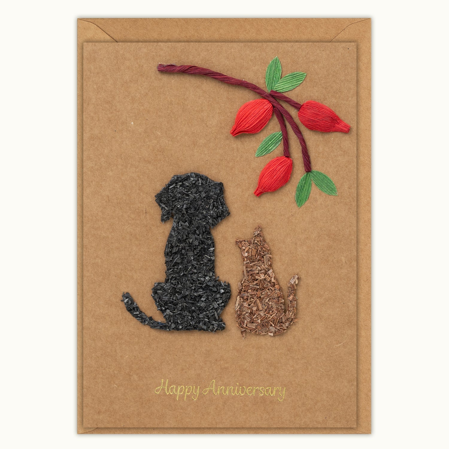 Dog & Cat Anniversary Handmade Greeting Card - Quilling Card - Greeting Card