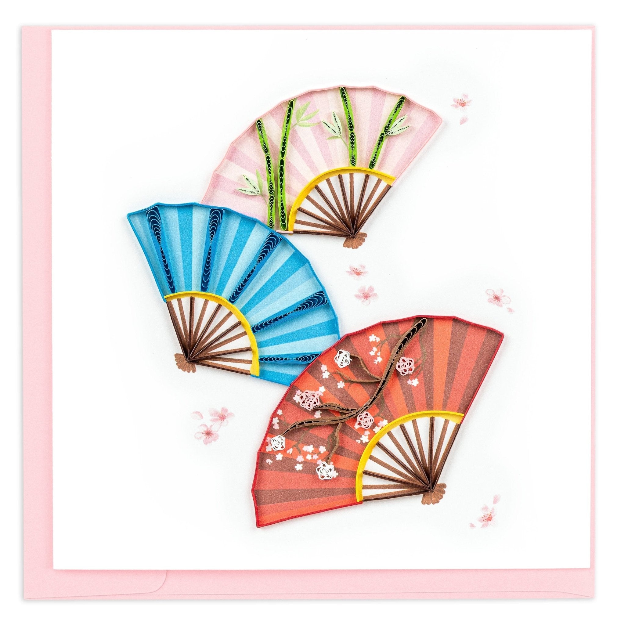 Quilled Decorative Fans Greeting Card - Quilling Card - Greeting Card