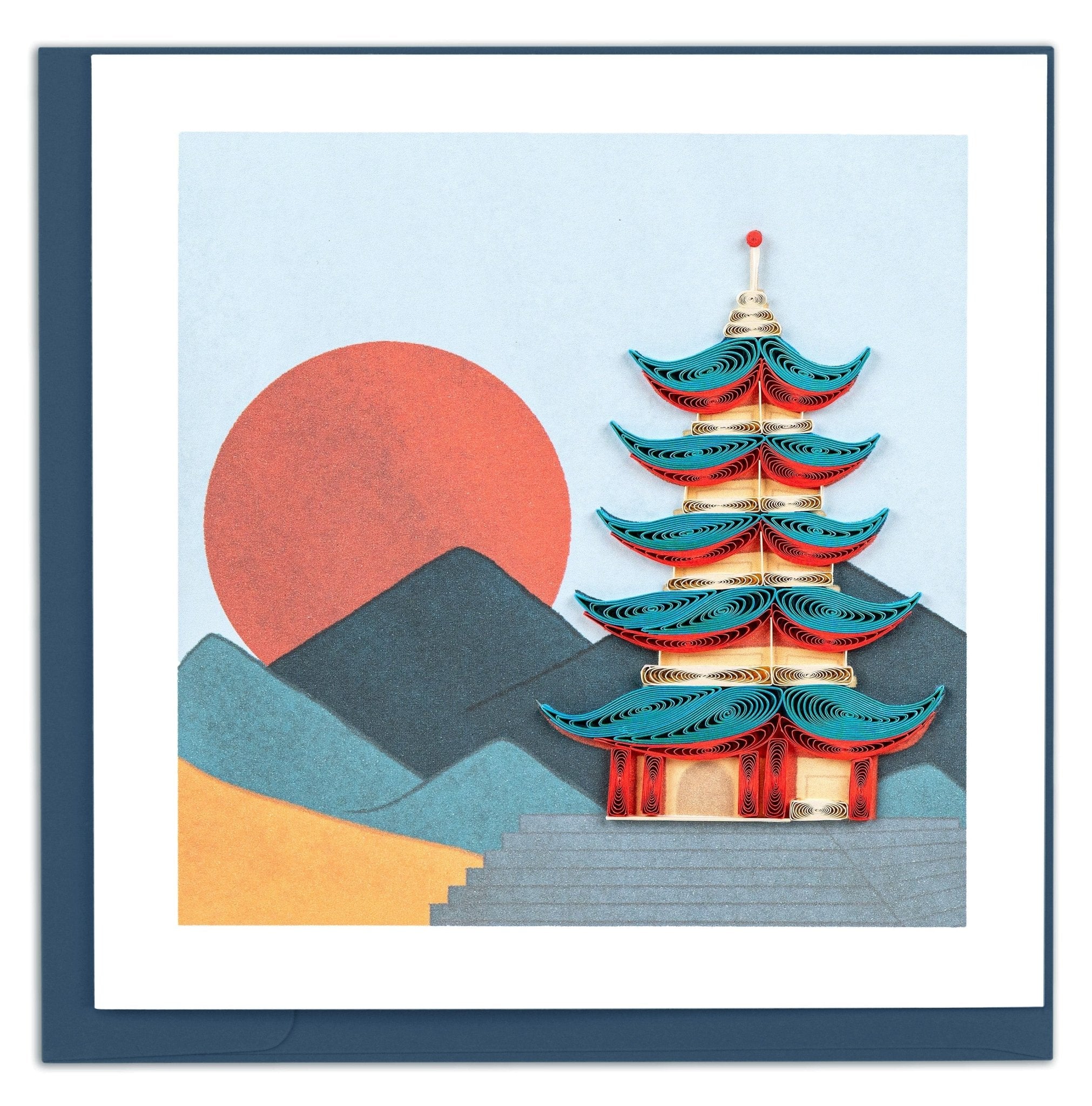 Quilled Pagoda Greeting Card - Quilling Card - Greeting Card