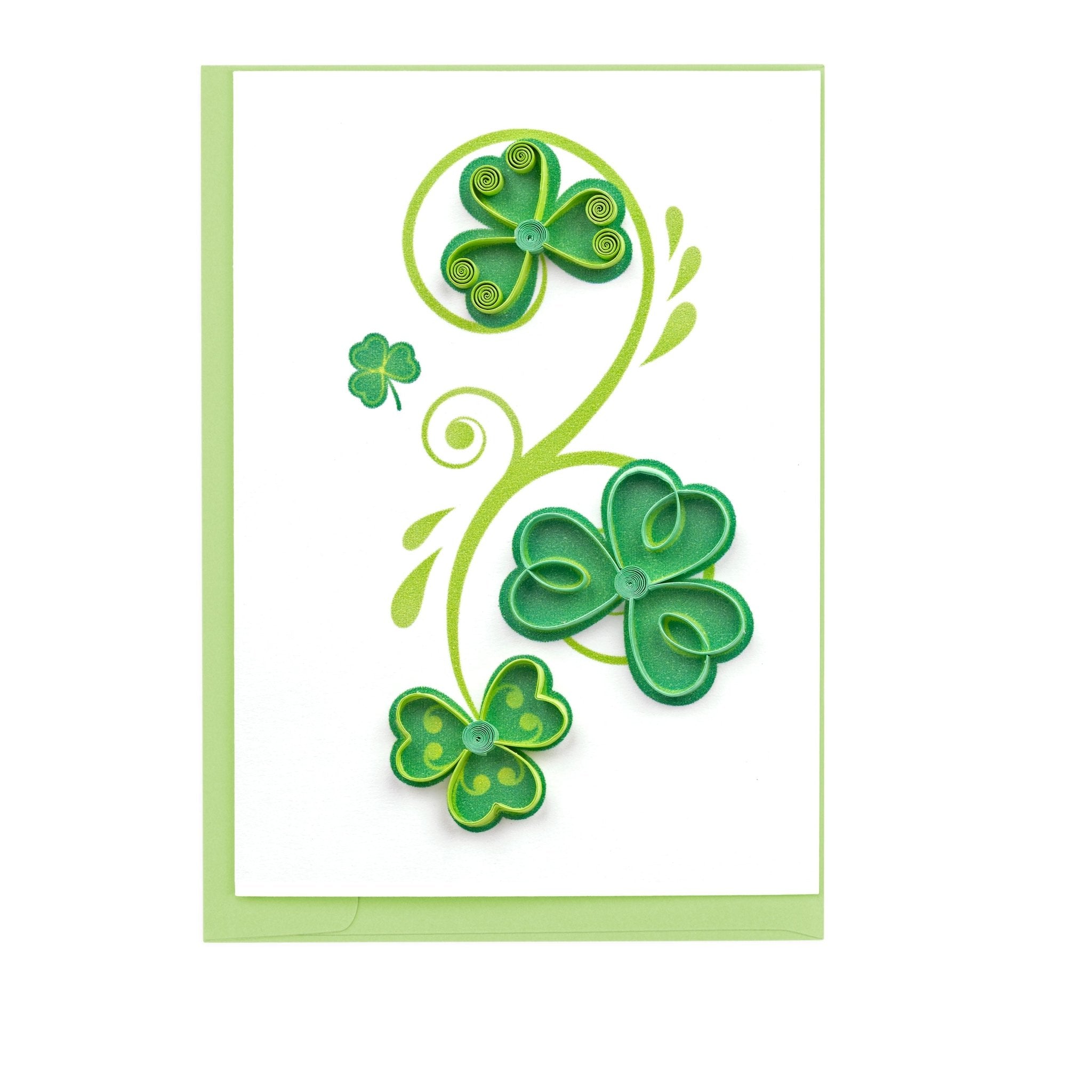 Quilled Shamrocks Gift Enclosure Mini Card - Quilling Card - Gift Enclosure