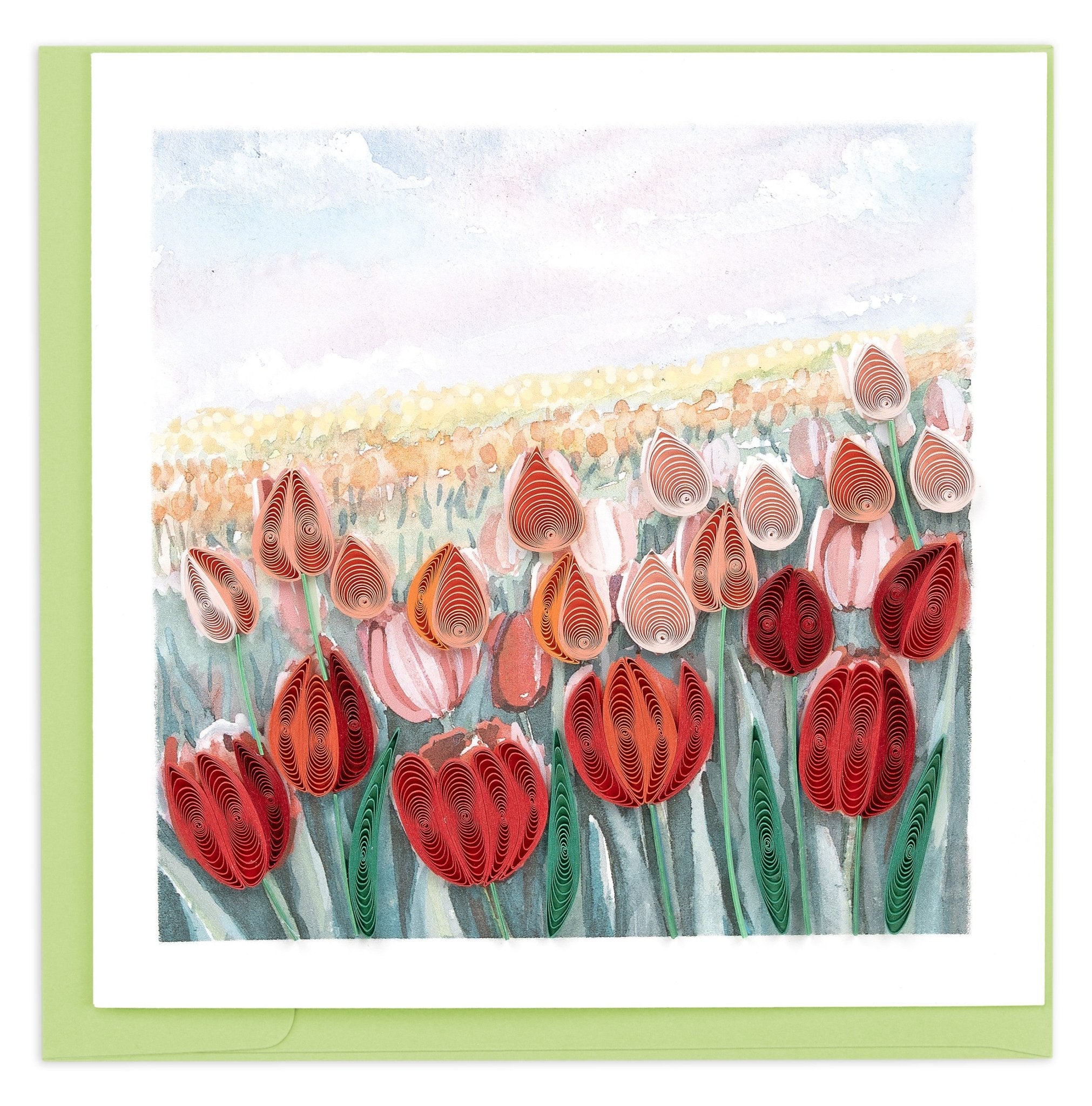Quilled Tulip Field Greeting Card - Quilling Card - Greeting Card