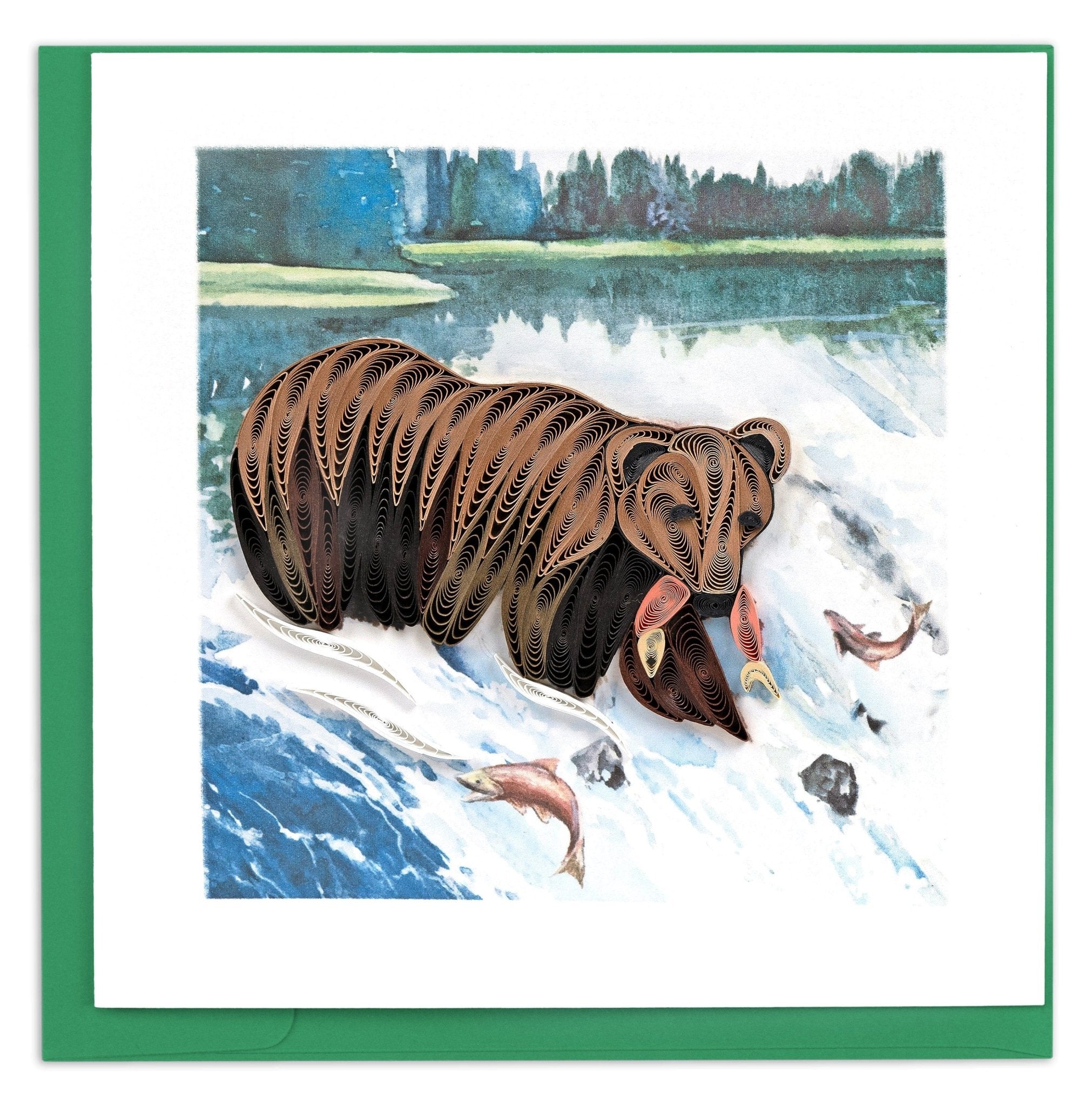 Quilled Wild Grizzly Bear Greeting Card - Quilling Card - Greeting Card