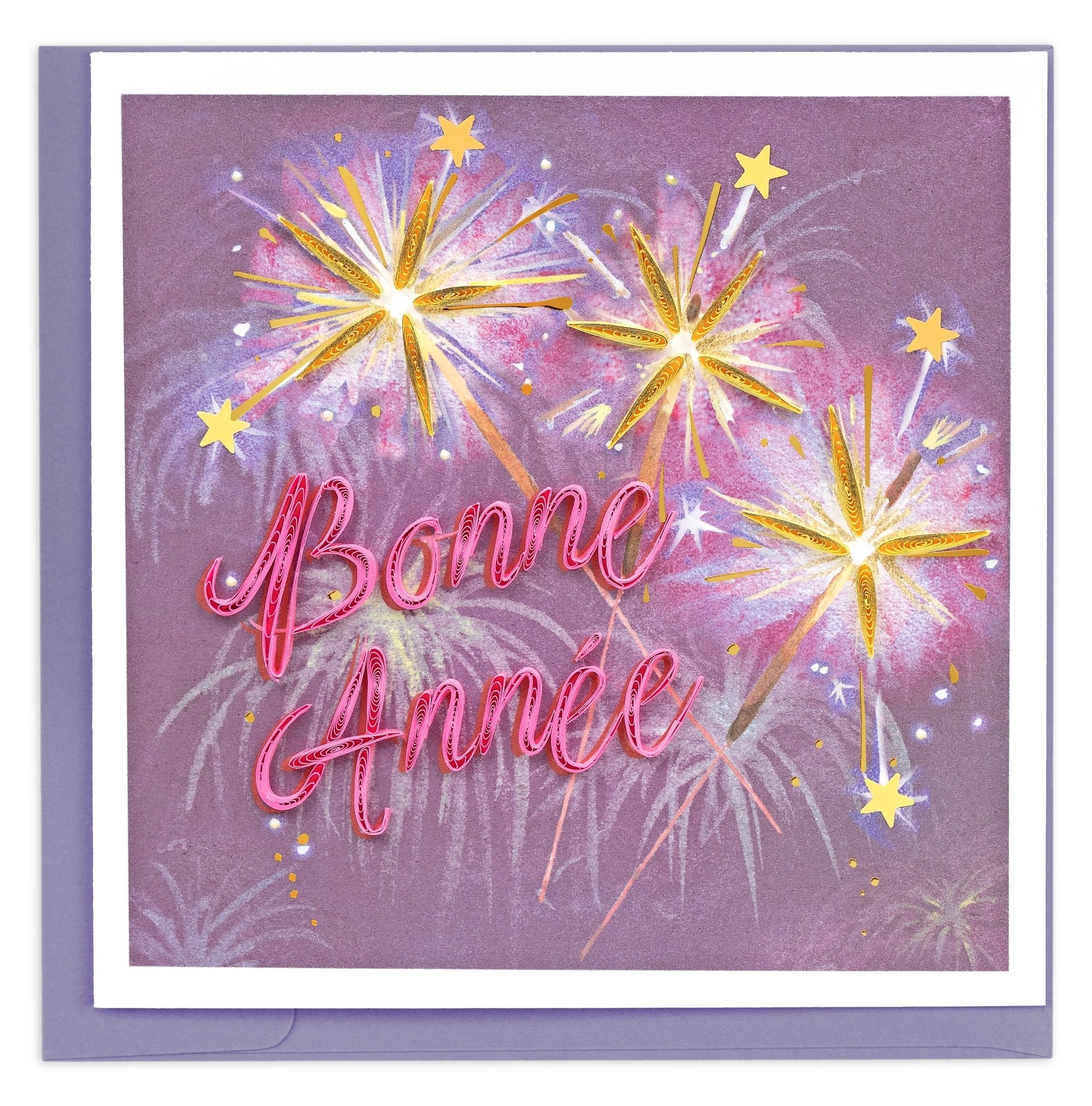 Quilled New Years Eve (French) Greeting Card - Quilling Card - Greeting Card