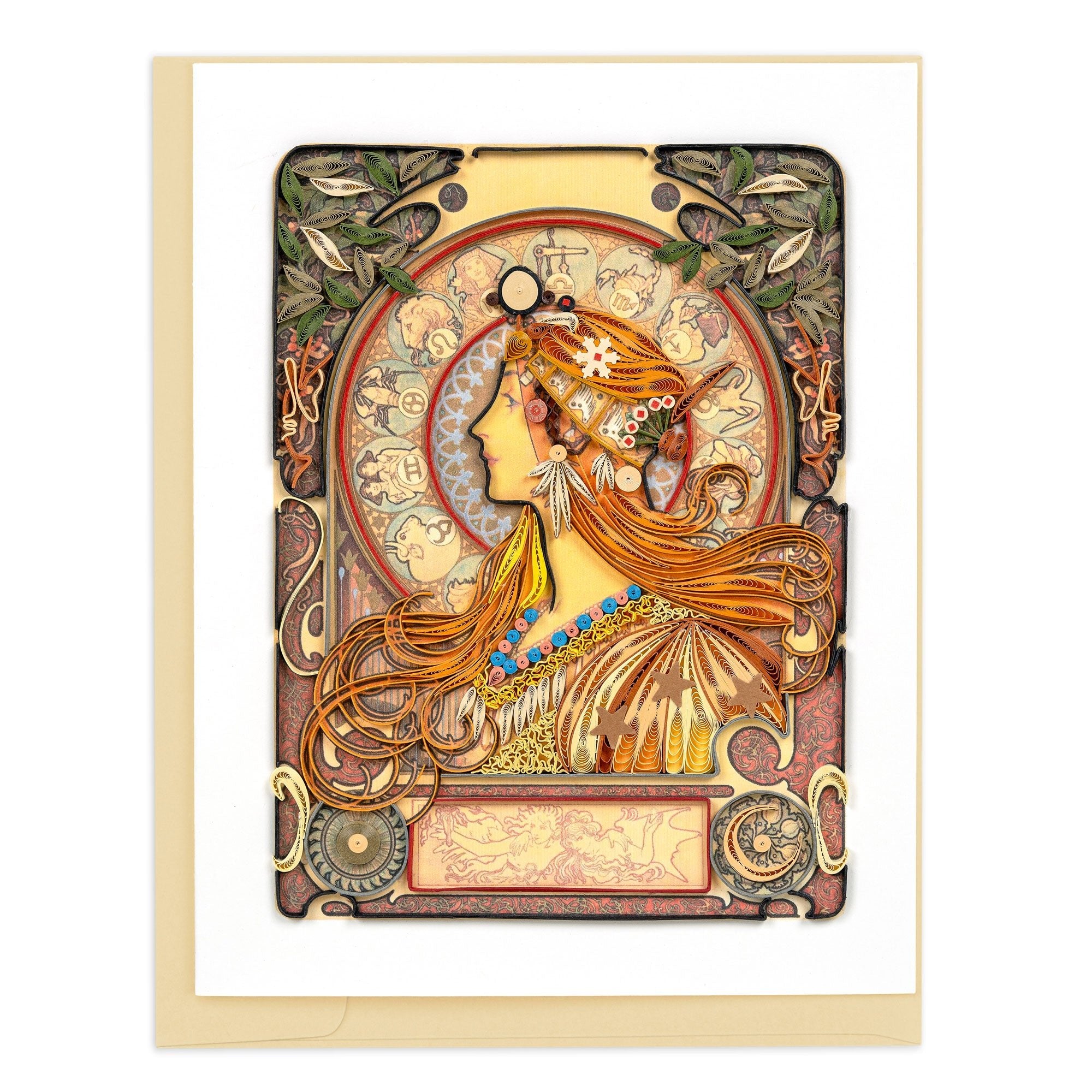 Quilled Artist Series – Zodiac, Mucha - Quilling Card - Greeting Card
