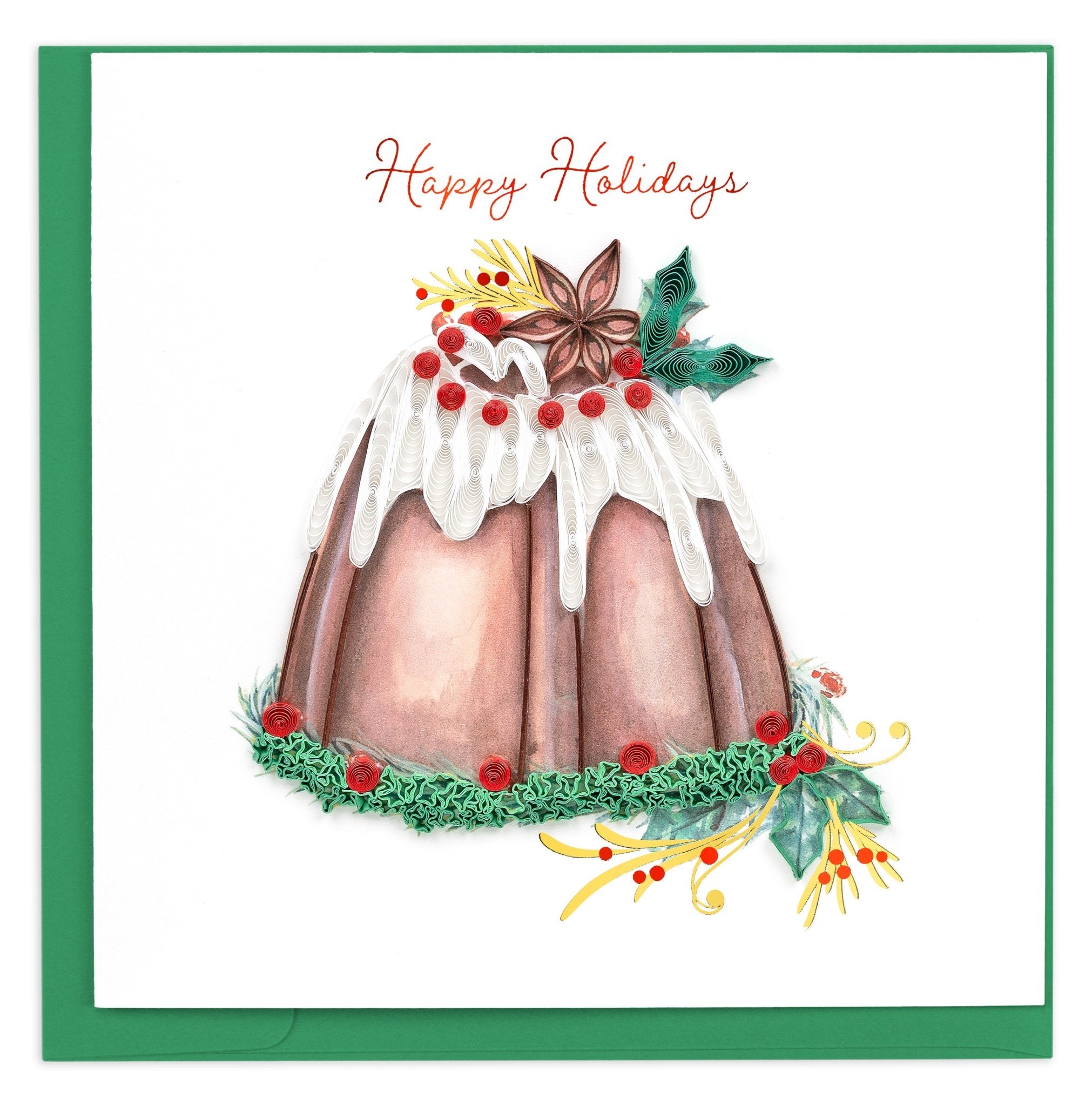 Quilled Holiday Bundt Cake Greeting Card - Quilling Card - Greeting Card
