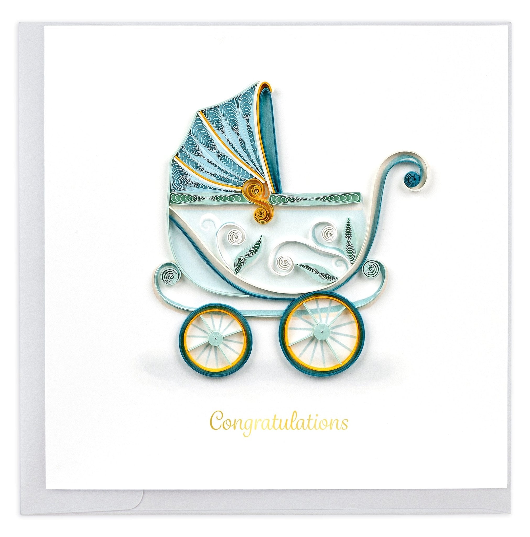 Quilled Baby Buggy Greeting Card - Quilling Card - Greeting Card