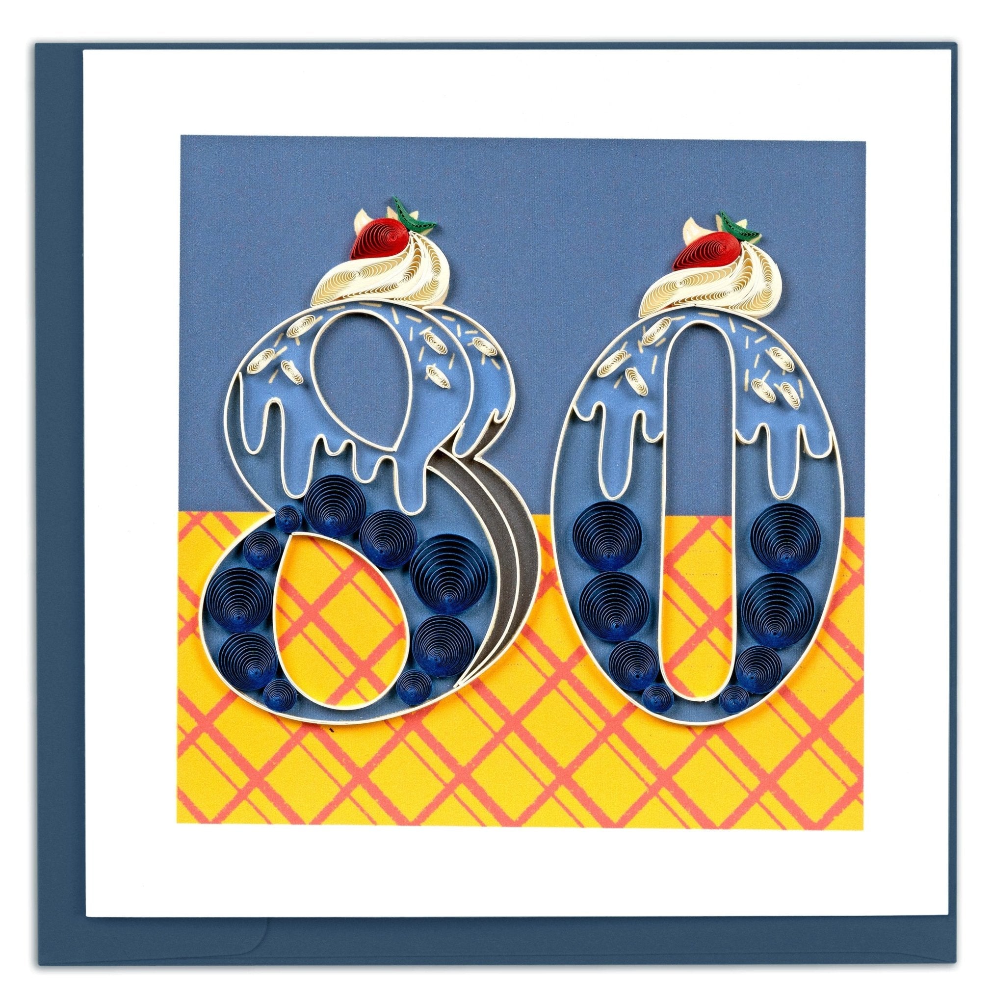 Quilled Birthday Milestone Greeting Card - 80 - Quilling Card - Greeting Card