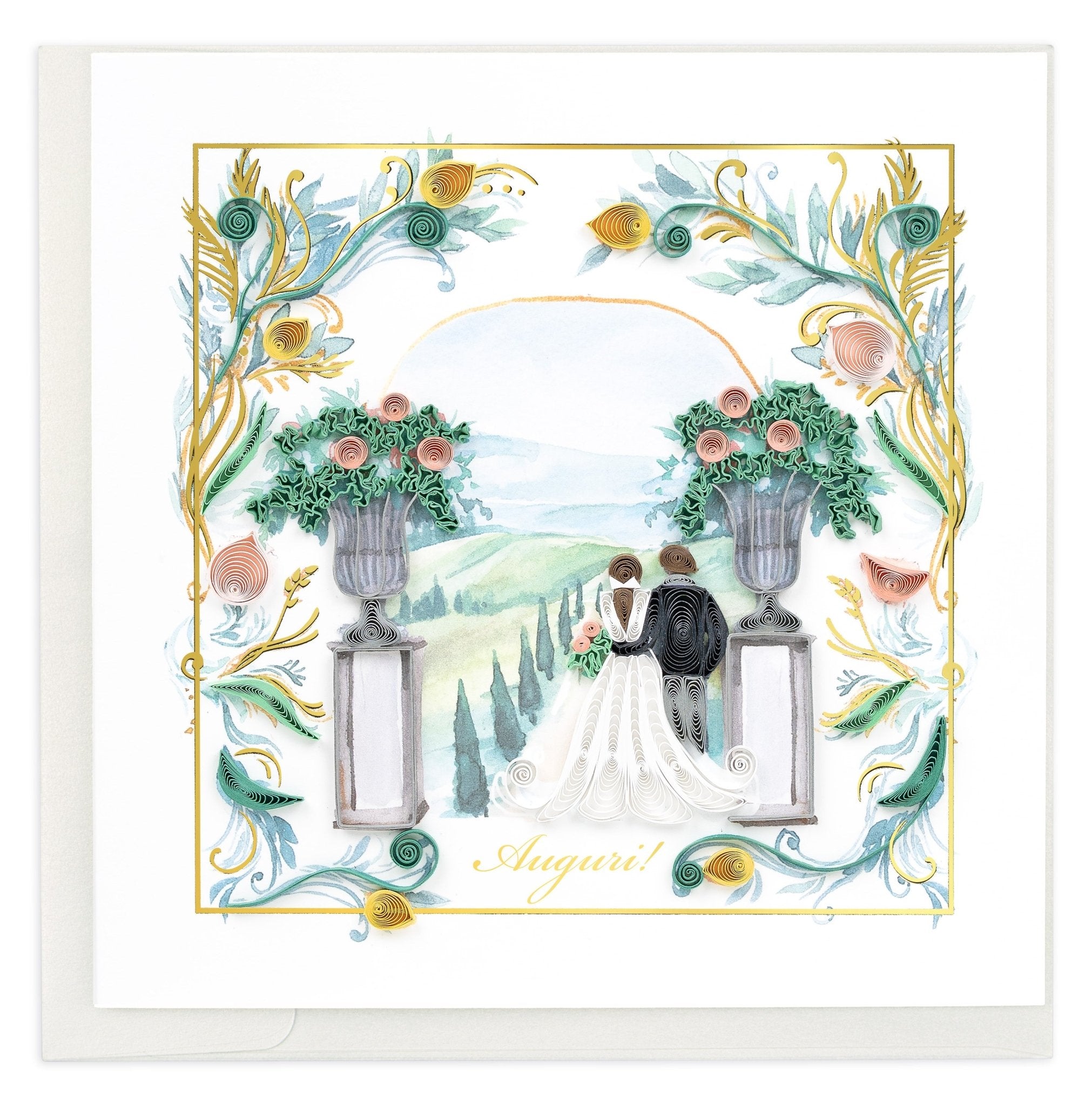 Quilled Tuscan Wedding (Italian) Greeting Card - Quilling Card - Greeting Card