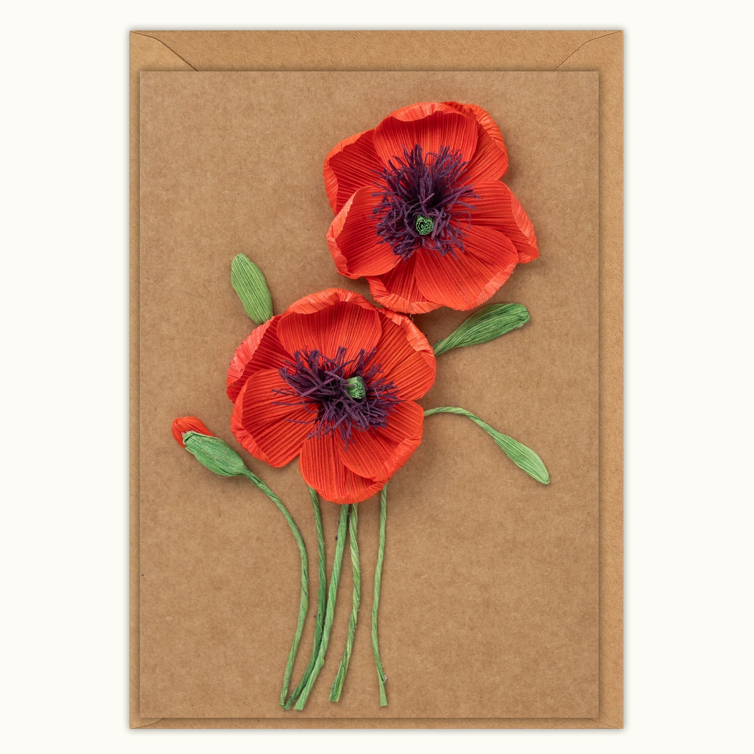 Poppies Handmade Card - Quilling Card - Greeting Card