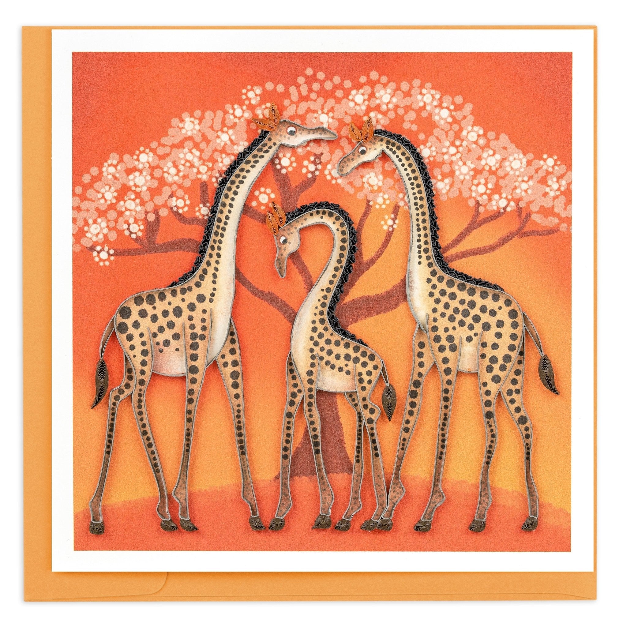 Quilled Tinga Tinga Giraffes Greeting Card - Quilling Card - Greeting Card