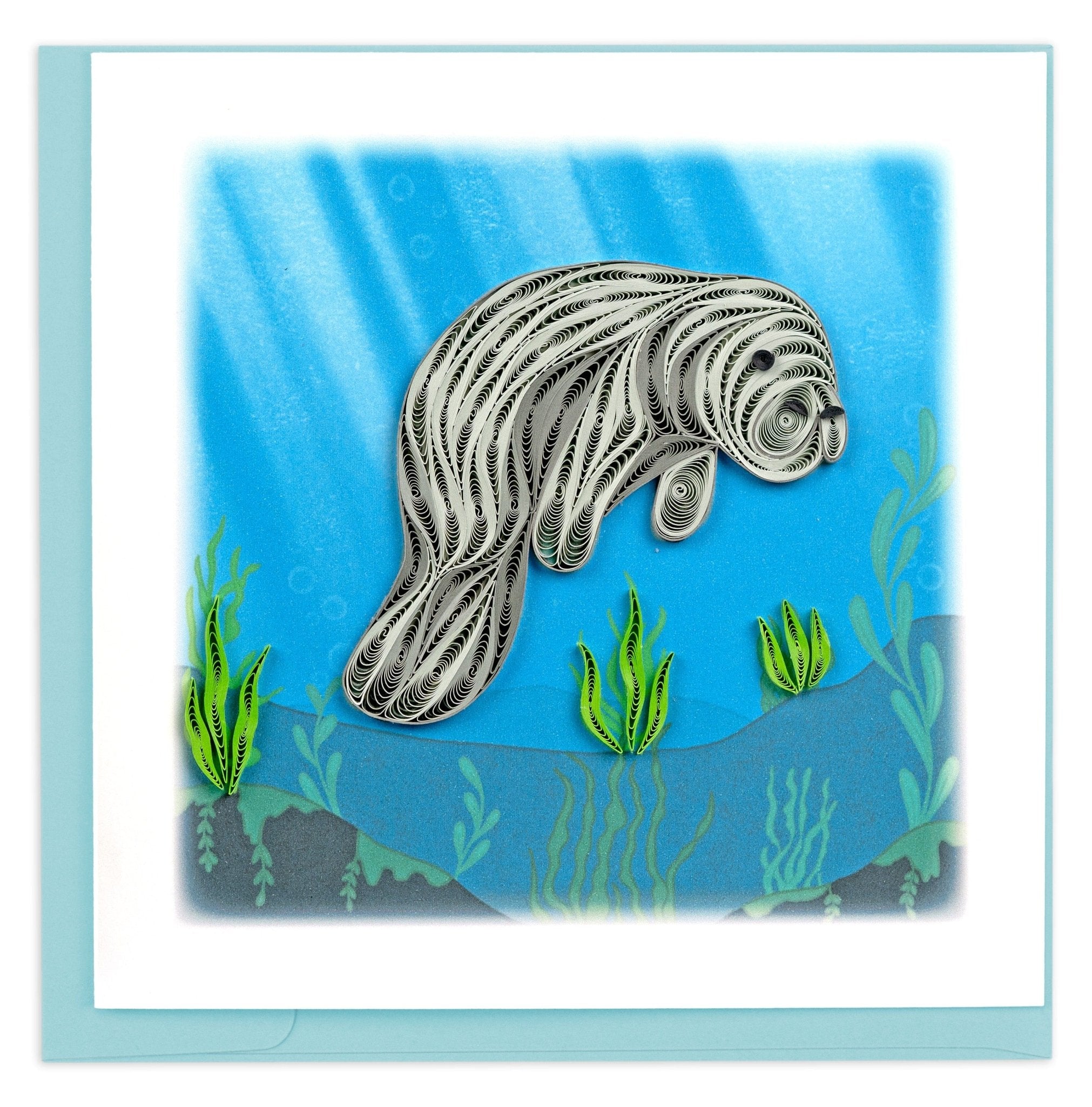Quilled Manatee Greeting Card - Quilling Card - Greeting Card