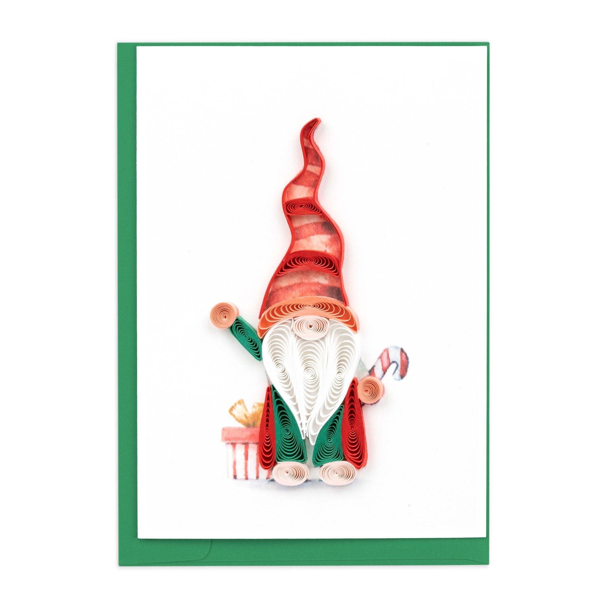 Quilled Christmas Gnome Gift Enclosure Mini Card - Quilling Card - Gift Enclosure