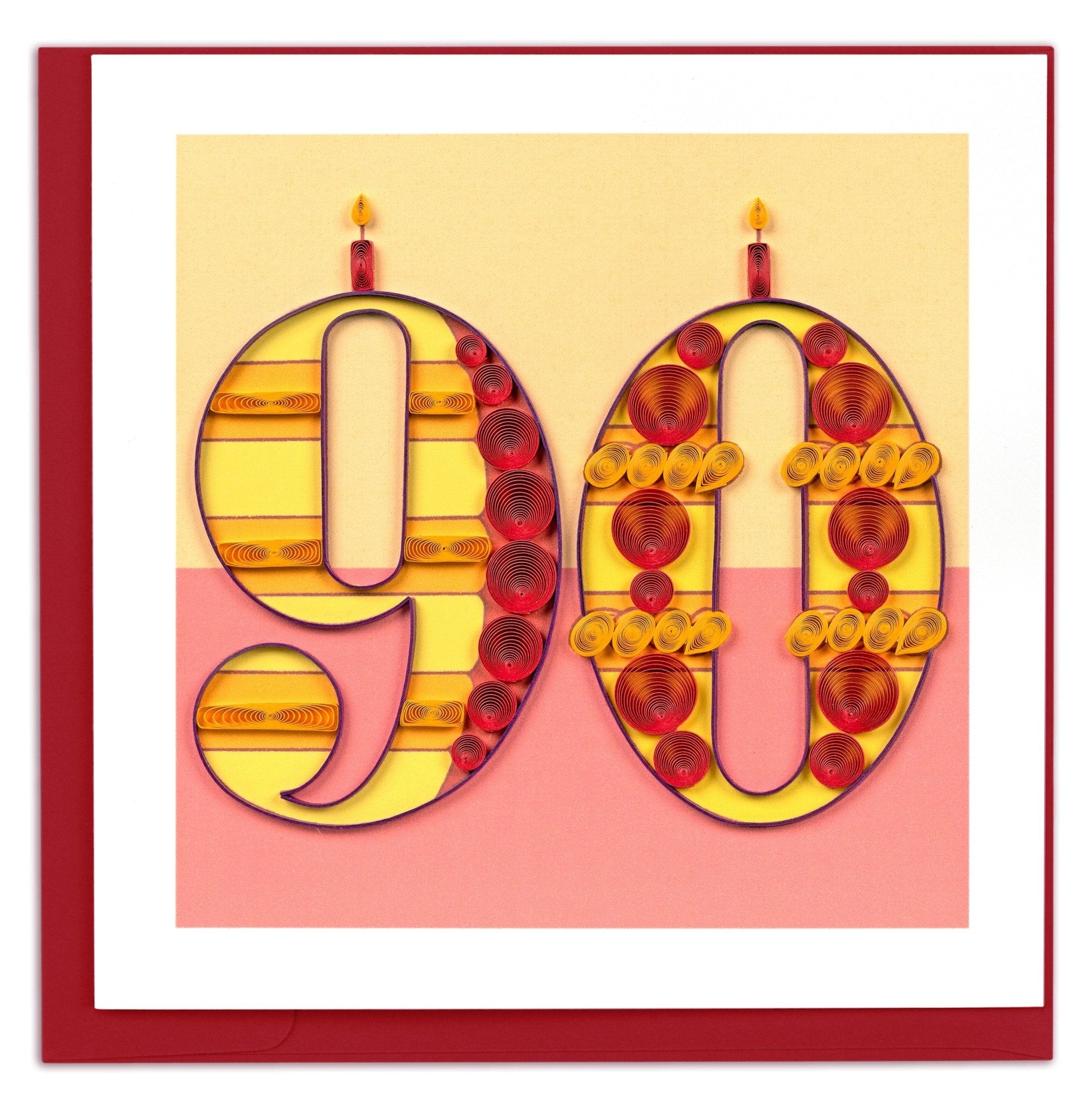 Quilled Birthday Milestone Greeting Card - 90 - Quilling Card - Greeting Card