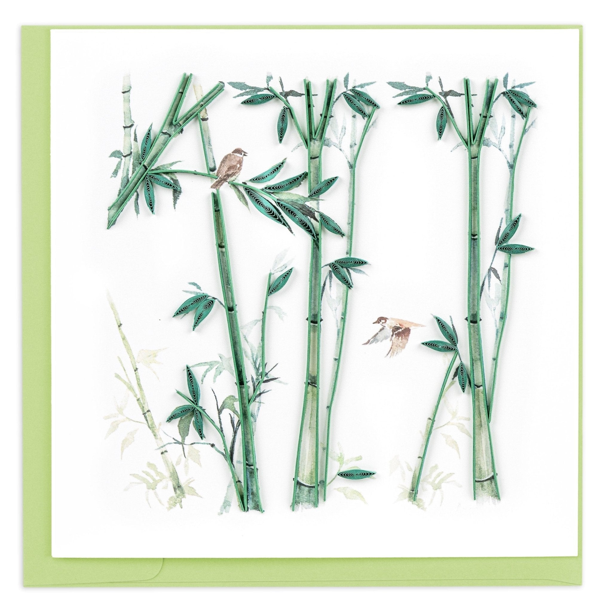 Quilled Bamboo & Birds Greeting Card - Quilling Card - Greeting Card