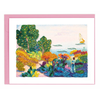 Quilled Artist Series - Two Women by the Shore, Mediterranean, Cross Greeting Card - Quilling Card - Greeting Card