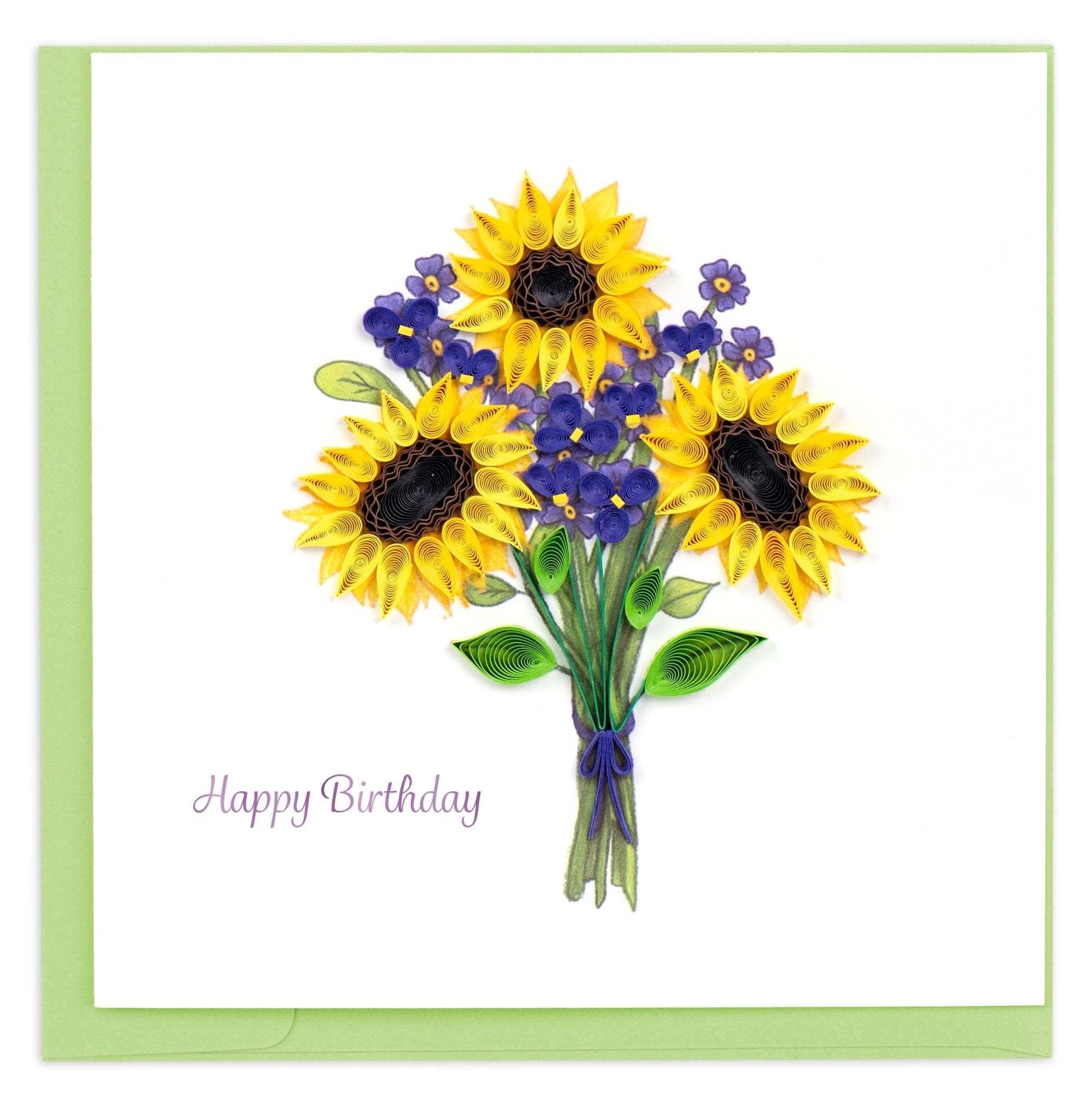 Quilled Birthday Sunflower Bouquet Greeting Card - Quilling Card - Greeting Card