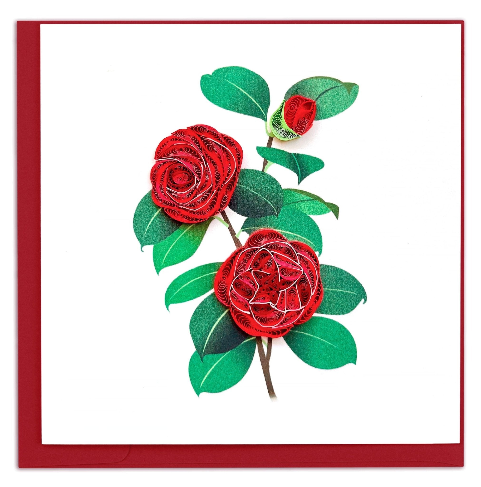 Quilled Camellia Greeting Card - Quilling Card - Greeting Card