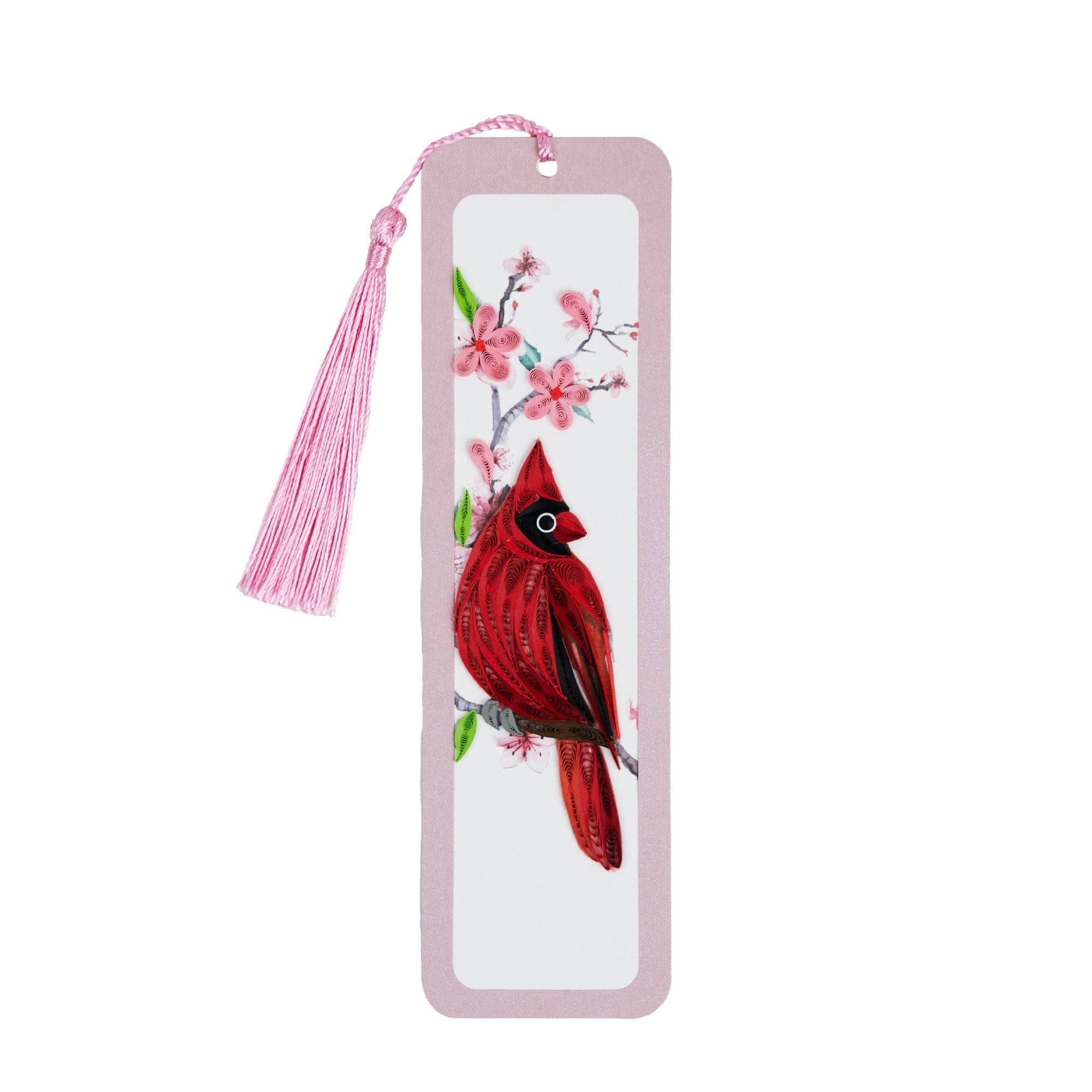 Cardinal & Cherry Blossom Handmade Quilled Paper Bookmark - Quilling Card - Bookmark