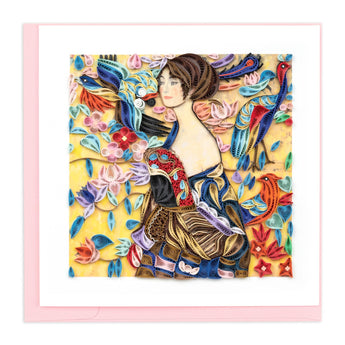 Quilled Artist Series - Lady with Fan, Klimt Greeting Card - Quilling Card - Greeting Card