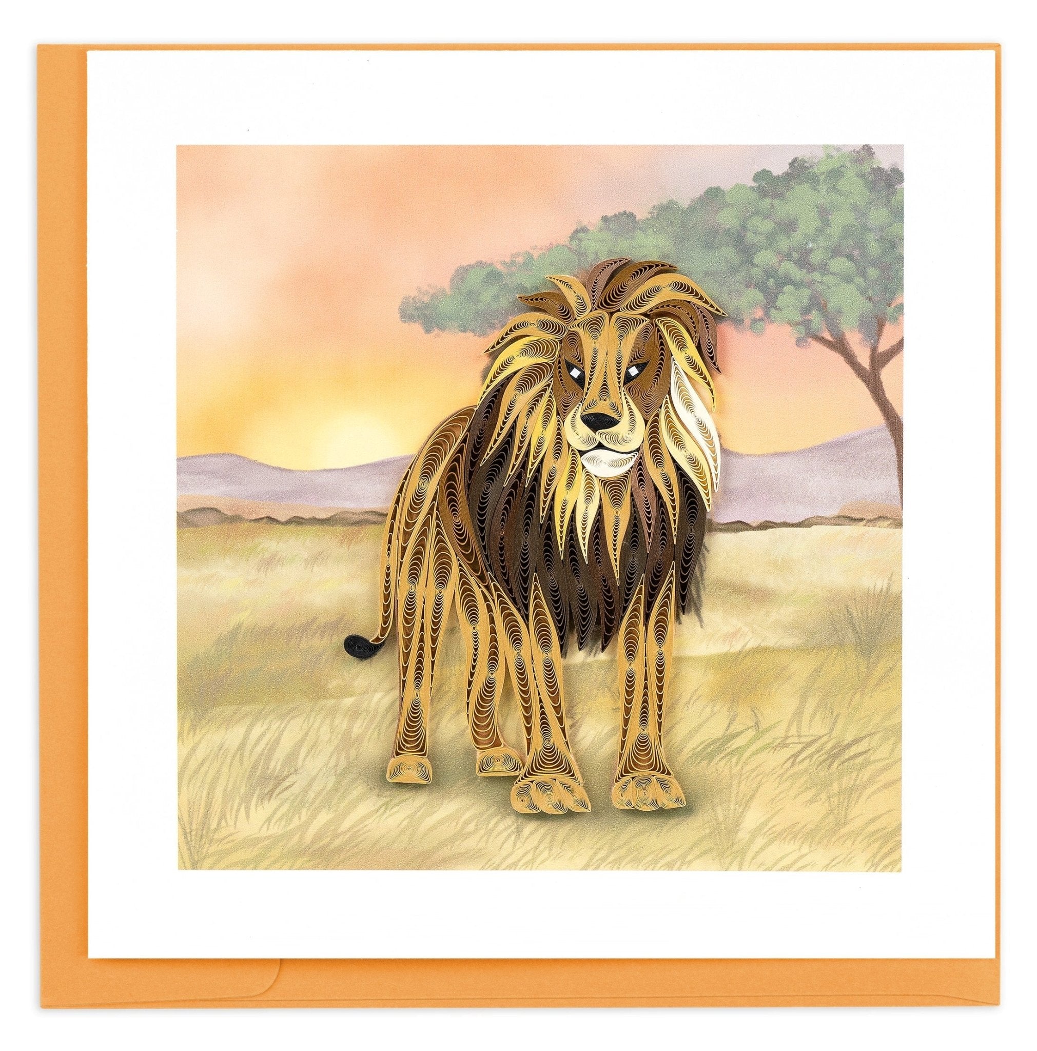 Quilled Savanna Lion Greeting Card - Quilling Card - Greeting Card