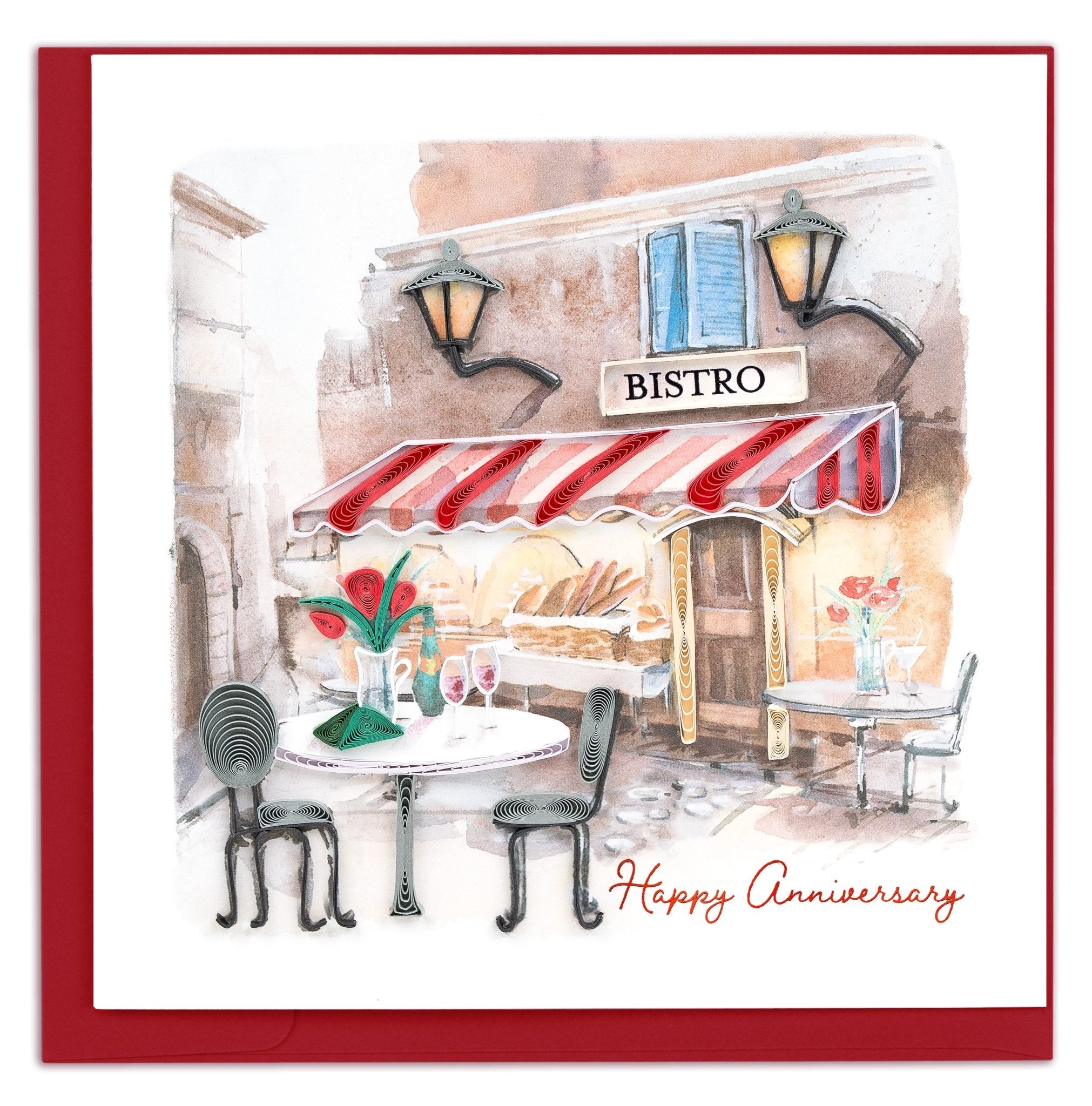 Quilled Bistro Anniversary Greeting Card