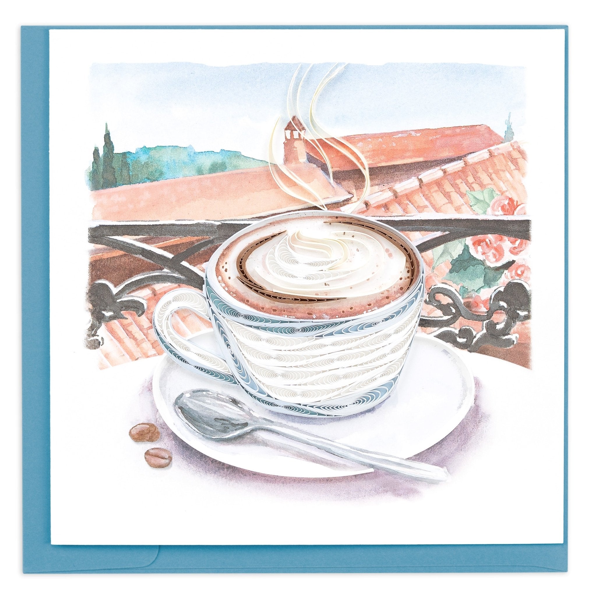 Quilled Cappuccino Greeting Card - Quilling Card - Greeting Card