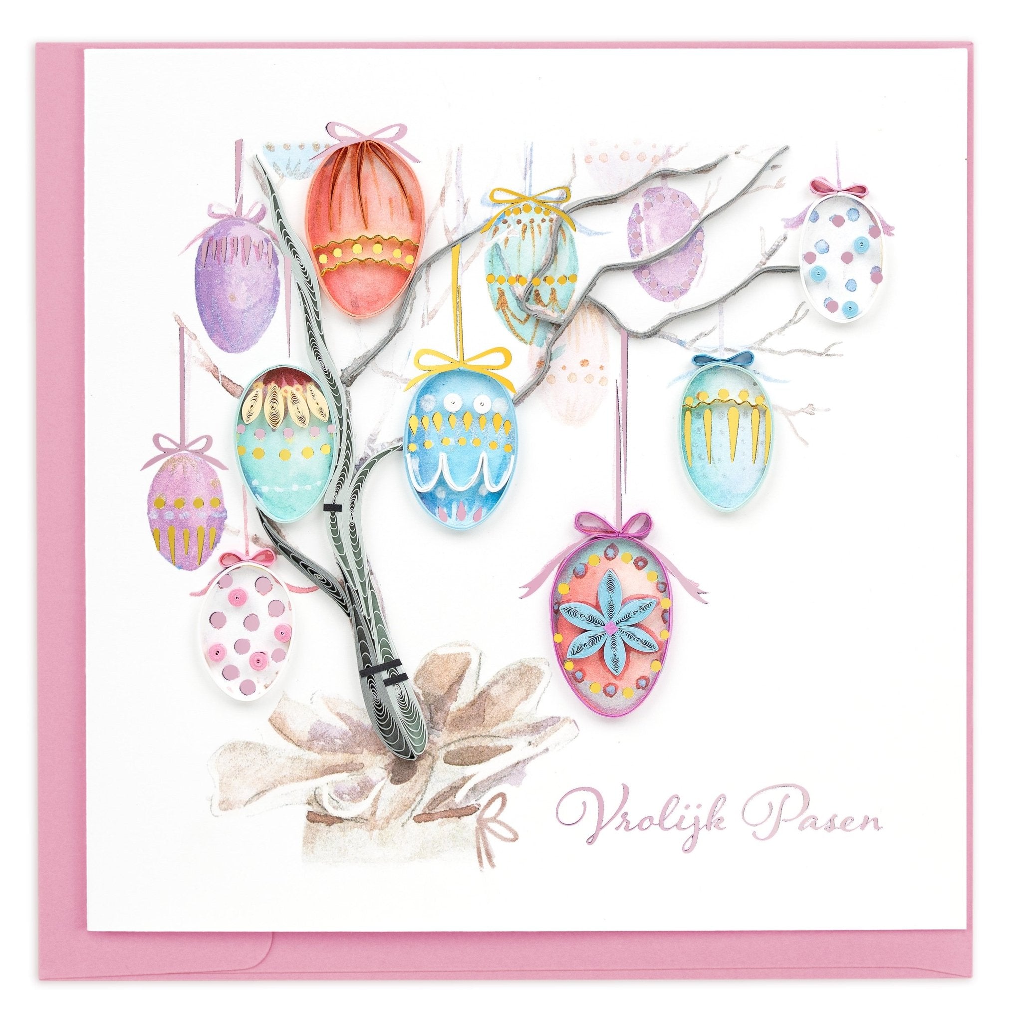 Quilled Easter Tree (Dutch) Greeting Card - Quilling Card - Greeting Card