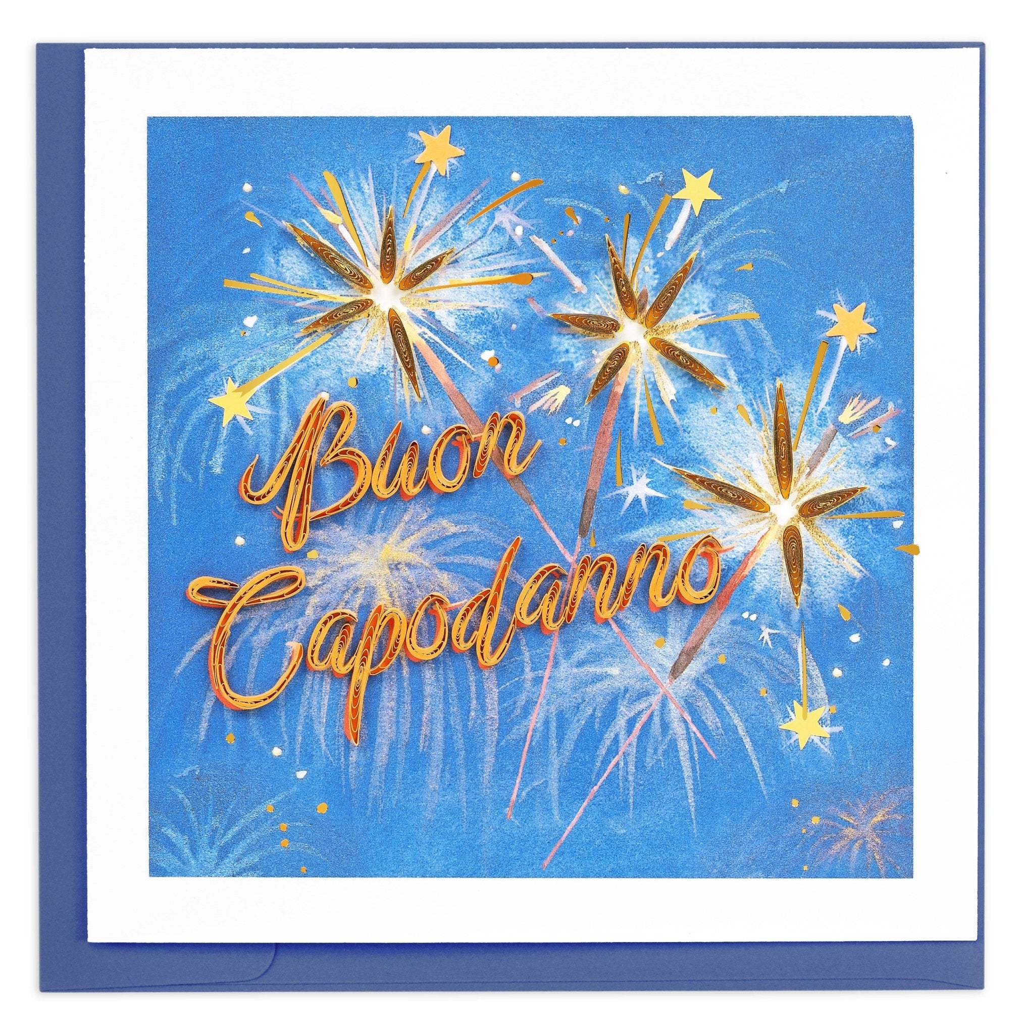 Quilled New Years Eve (Italian) Greeting Card - Quilling Card - Greeting Card