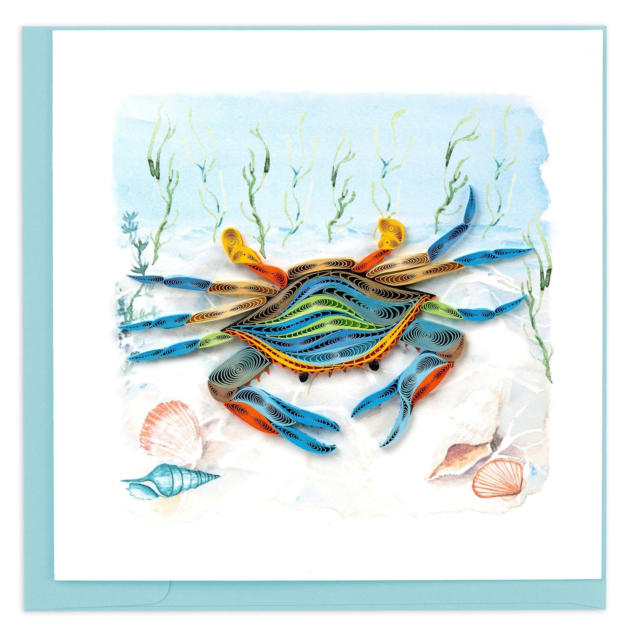 Quilled Chesapeake Blue Crab Greeting Card - Quilling Card - Greeting Card