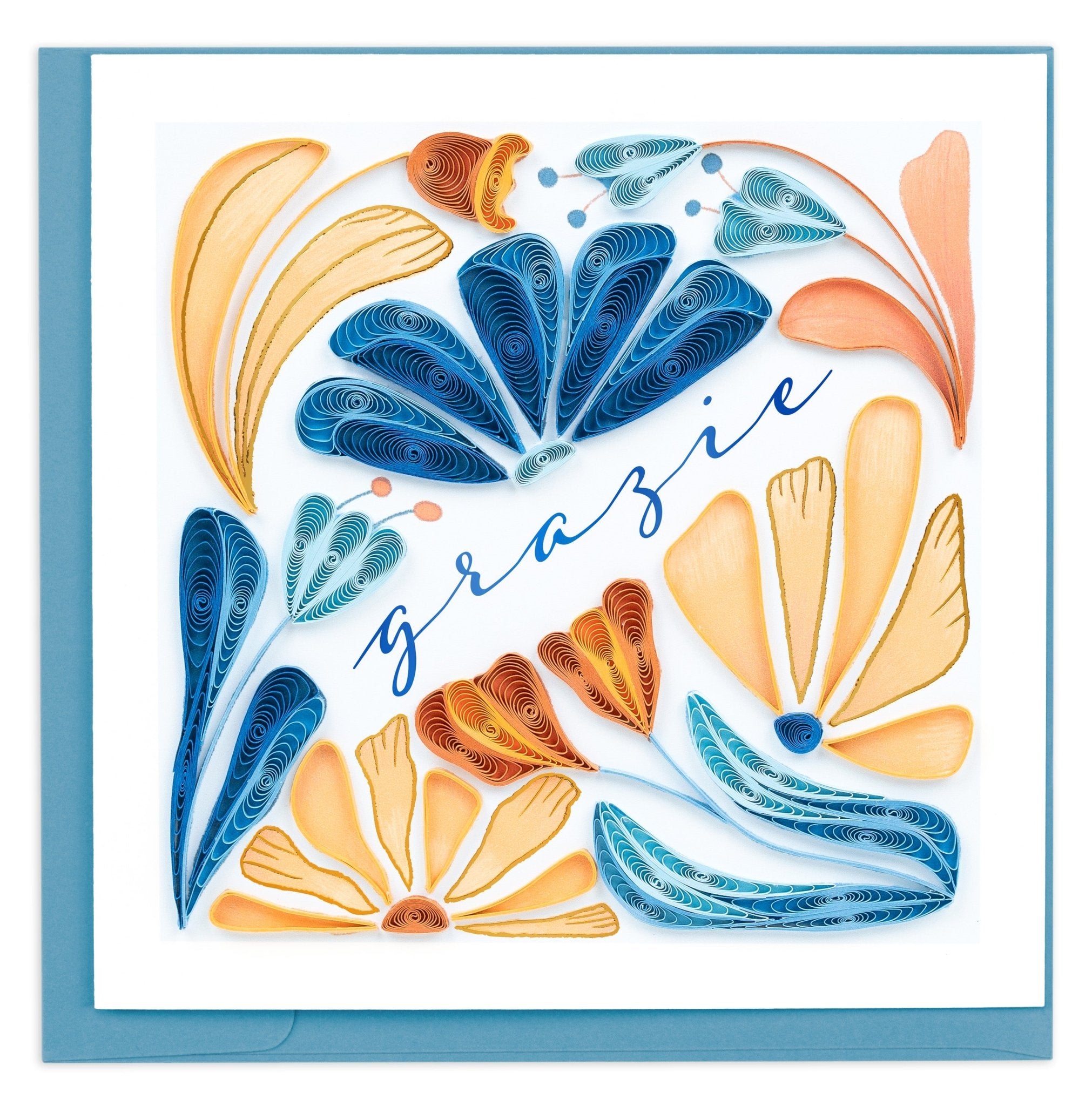 Quilled Bold Floral Thank You (Italian) Greeting Card - Quilling Card - Greeting Card