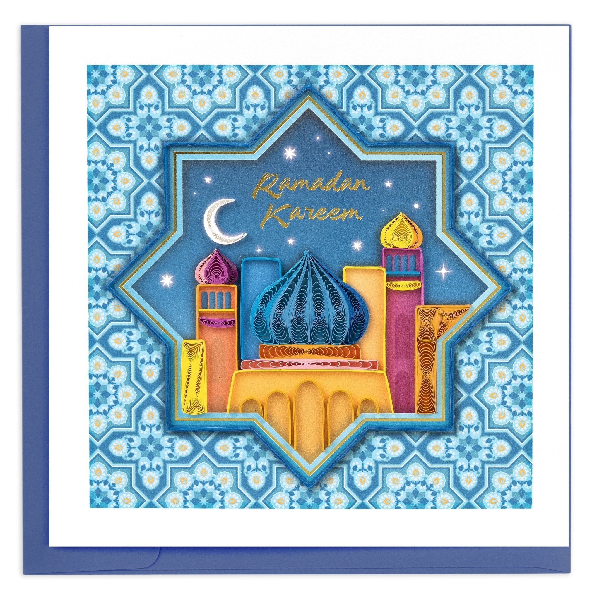 Quilled Ramadan Mosaic Skyline Greeting Card - Quilling Card - Greeting Card