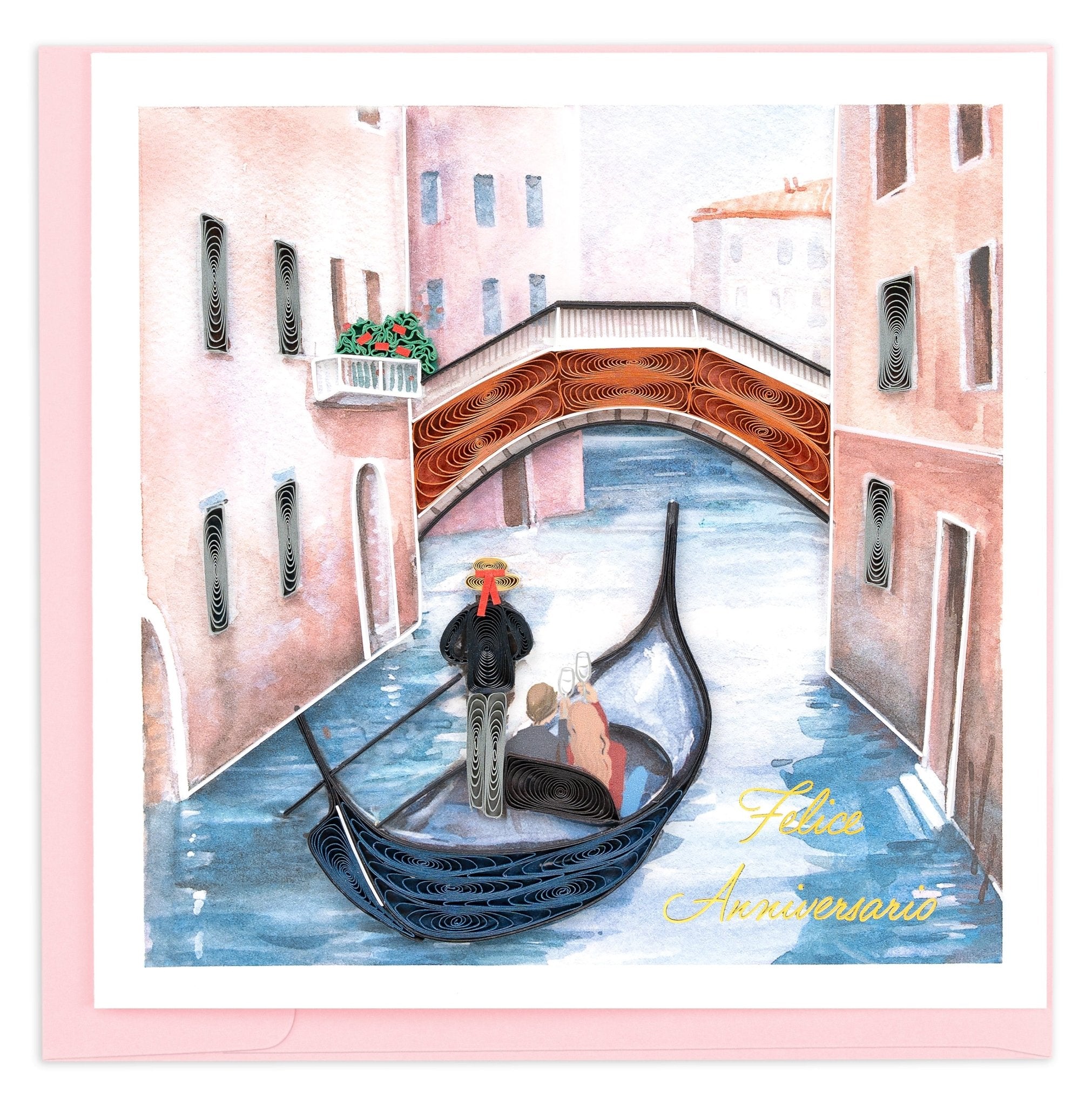 Quilled Venetian Gondola (Italian) Greeting Card - Quilling Card - Greeting Card