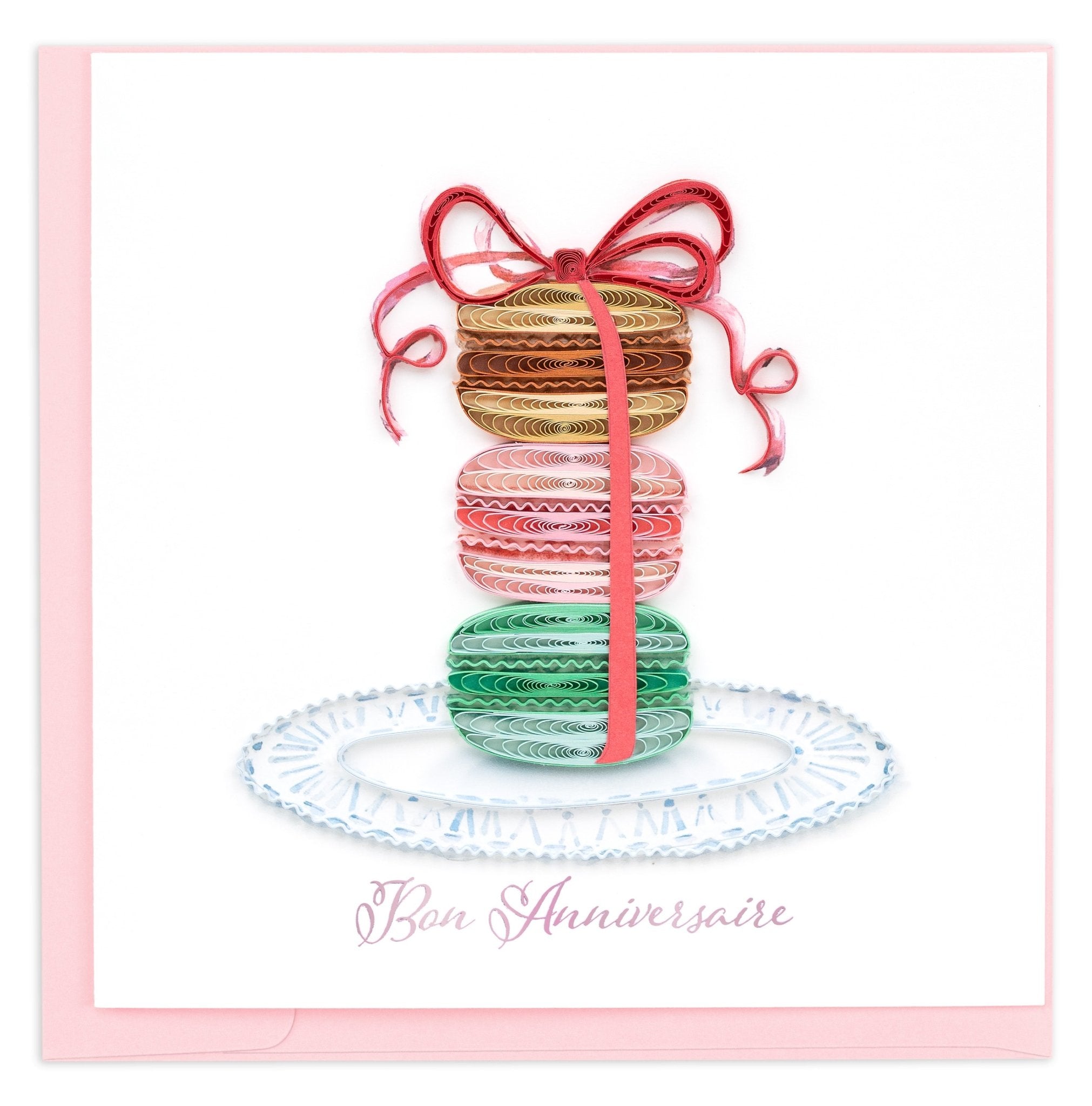 Quilled Birthday Macarons (French) Greeting Card - Quilling Card - Greeting Card