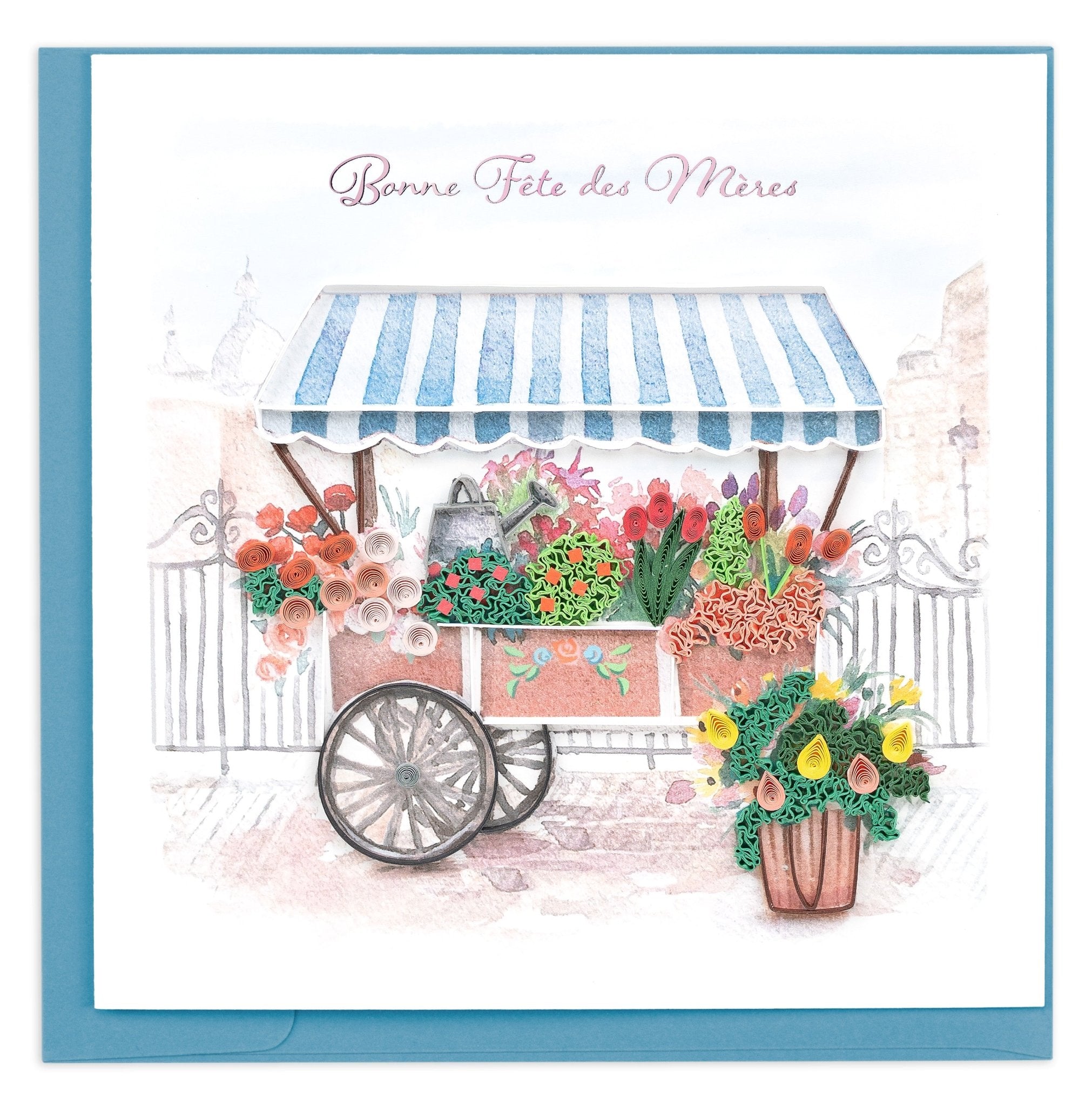 Quilled Mother's Day Flower Cart (French) Greeting Card