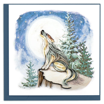 Quilled Howling Wolf Greeting Card - Quilling Card - Greeting Card
